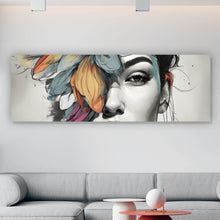 Lade das Bild in den Galerie-Viewer, Acrylglasbild Abstraktes Frauenportrait mit Blumenkrone Panorama
