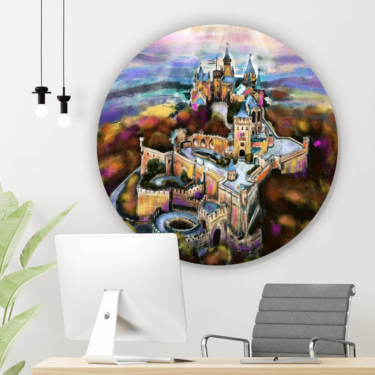 Aluminiumbild Abstraktes Gemälde einer Burg Kreis