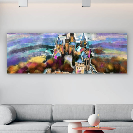 Spannrahmenbild Abstraktes Gemälde einer Burg Panorama