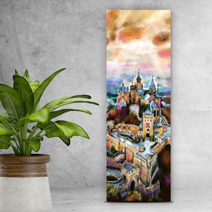 Leinwandbild Abstraktes Gemälde einer Burg Panorama Hoch