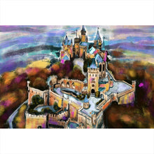 Lade das Bild in den Galerie-Viewer, Acrylglasbild Abstraktes Gemälde einer Burg Querformat
