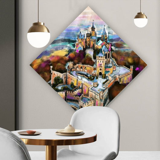 Leinwandbild Abstraktes Gemälde einer Burg Raute