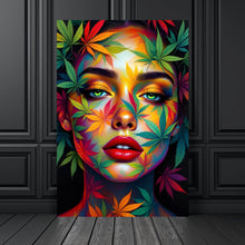 Lade das Bild in den Galerie-Viewer, Spannrahmenbild Abstraktes Gesicht mit Blättermotiven Hochformat

