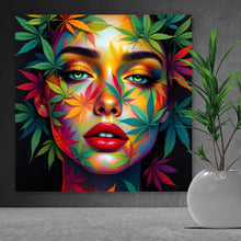 Lade das Bild in den Galerie-Viewer, Spannrahmenbild Abstraktes Gesicht mit Blättermotiven Quadrat
