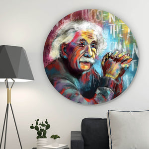 Aluminiumbild gebürstet Abstraktes Portrait Albert Einstein Kreis