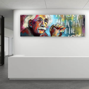 Spannrahmenbild Abstraktes Portrait Albert Einstein Panorama