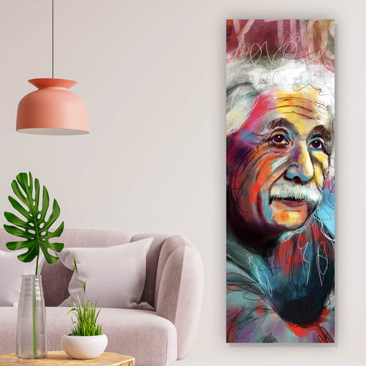 Aluminiumbild gebürstet Abstraktes Portrait Albert Einstein Panorama Hoch