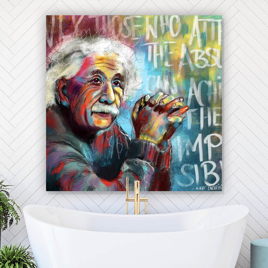 Leinwandbild Abstraktes Portrait Albert Einstein Quadrat