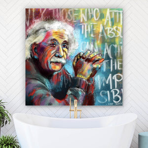 Aluminiumbild gebürstet Abstraktes Portrait Albert Einstein Quadrat