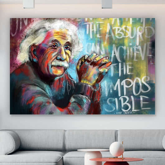 Acrylglasbild Abstraktes Portrait Albert Einstein Querformat