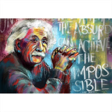 Lade das Bild in den Galerie-Viewer, Aluminiumbild gebürstet Abstraktes Portrait Albert Einstein Querformat
