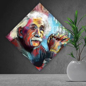 Aluminiumbild Abstraktes Portrait Albert Einstein Raute