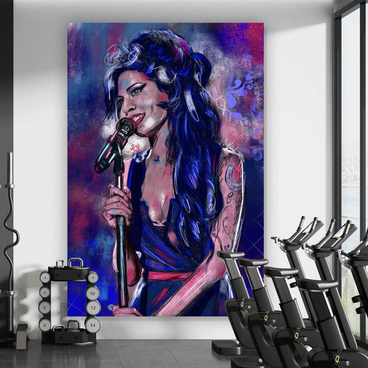 Aluminiumbild gebürstet Abstraktes Portrait Amy Winehouse Hochformat