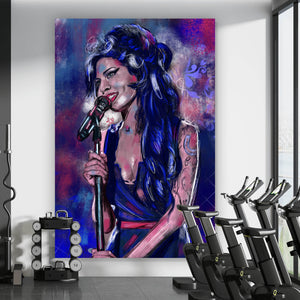 Spannrahmenbild Abstraktes Portrait Amy Winehouse Hochformat