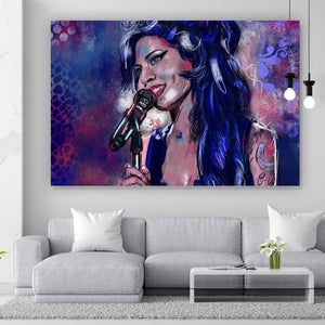 Spannrahmenbild Abstraktes Portrait Amy Winehouse Querformat