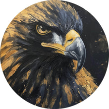 Lade das Bild in den Galerie-Viewer, Aluminiumbild gebürstet Abstraktes Portrait eines Raubvogels Kreis
