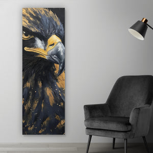 Aluminiumbild Abstraktes Portrait eines Raubvogels Panorama Hoch