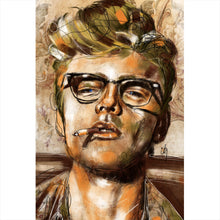 Lade das Bild in den Galerie-Viewer, Leinwandbild Abstraktes Portrait James Dean Hochformat
