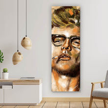 Lade das Bild in den Galerie-Viewer, Aluminiumbild gebürstet Abstraktes Portrait James Dean Panorama Hoch
