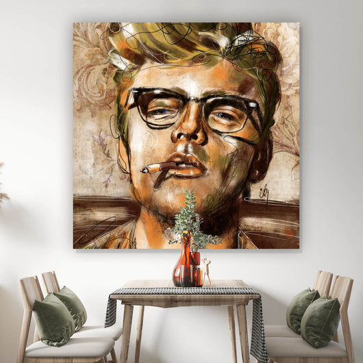 Leinwandbild Abstraktes Portrait James Dean Quadrat