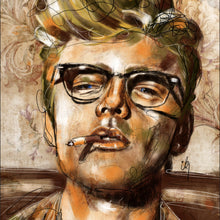 Lade das Bild in den Galerie-Viewer, Acrylglasbild Abstraktes Portrait James Dean Quadrat
