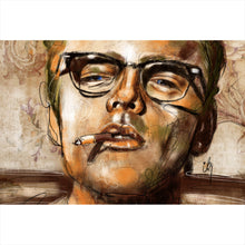 Lade das Bild in den Galerie-Viewer, Leinwandbild Abstraktes Portrait James Dean Querformat
