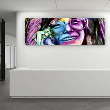 Lade das Bild in den Galerie-Viewer, Aluminiumbild gebürstet Abstraktes Portrait Janis Joplin Panorama
