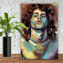 Lade das Bild in den Galerie-Viewer, Aluminiumbild gebürstet Abstraktes Portrait Jim Morrison Hochformat
