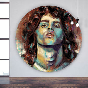 Aluminiumbild gebürstet Abstraktes Portrait Jim Morrison Kreis