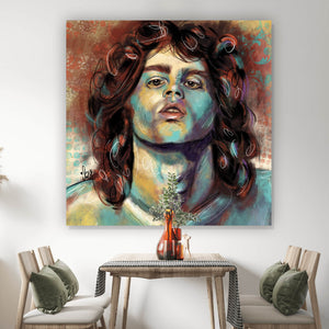 Spannrahmenbild Abstraktes Portrait Jim Morrison Quadrat