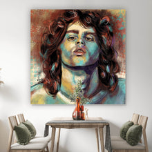Lade das Bild in den Galerie-Viewer, Aluminiumbild gebürstet Abstraktes Portrait Jim Morrison Quadrat
