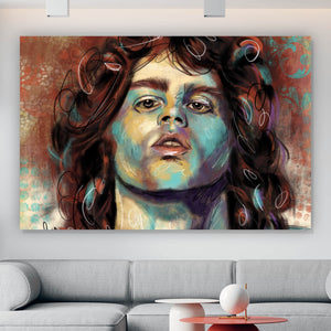 Aluminiumbild gebürstet Abstraktes Portrait Jim Morrison Querformat