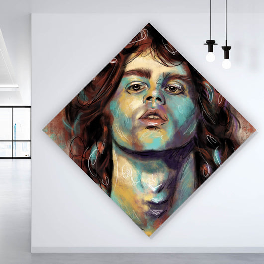Spannrahmenbild Abstraktes Portrait Jim Morrison Raute