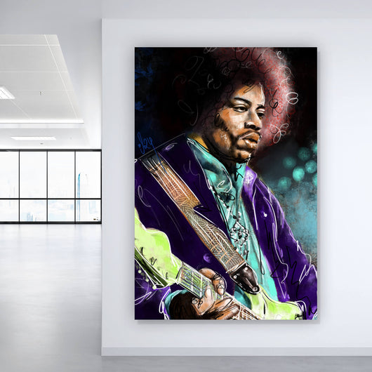 Acrylglasbild Abstraktes Portrait Jimi Hendrix Hochformat