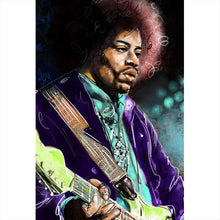 Lade das Bild in den Galerie-Viewer, Aluminiumbild gebürstet Abstraktes Portrait Jimi Hendrix Hochformat

