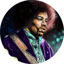 Lade das Bild in den Galerie-Viewer, Aluminiumbild gebürstet Abstraktes Portrait Jimi Hendrix Kreis
