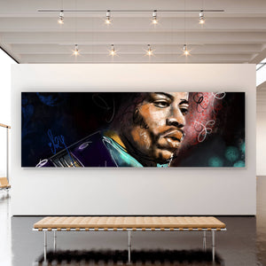 Leinwandbild Abstraktes Portrait Jimi Hendrix Panorama