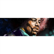 Lade das Bild in den Galerie-Viewer, Aluminiumbild gebürstet Abstraktes Portrait Jimi Hendrix Panorama
