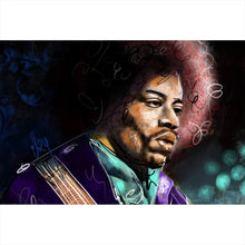 Lade das Bild in den Galerie-Viewer, Aluminiumbild gebürstet Abstraktes Portrait Jimi Hendrix Querformat

