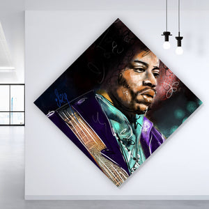 Acrylglasbild Abstraktes Portrait Jimi Hendrix Raute