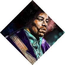 Lade das Bild in den Galerie-Viewer, Aluminiumbild gebürstet Abstraktes Portrait Jimi Hendrix Raute
