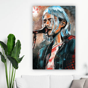 Spannrahmenbild Abstraktes Portrait Kurt Cobain Hochformat