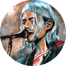 Lade das Bild in den Galerie-Viewer, Aluminiumbild Abstraktes Portrait Kurt Cobain Kreis
