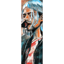 Lade das Bild in den Galerie-Viewer, Aluminiumbild Abstraktes Portrait Kurt Cobain Panorama Hoch
