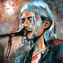 Lade das Bild in den Galerie-Viewer, Leinwandbild Abstraktes Portrait Kurt Cobain Quadrat
