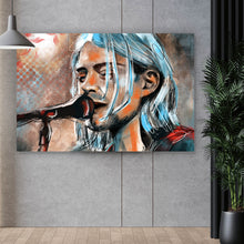 Lade das Bild in den Galerie-Viewer, Aluminiumbild Abstraktes Portrait Kurt Cobain Querformat
