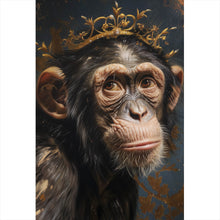 Lade das Bild in den Galerie-Viewer, Aluminiumbild gebürstet Adeliger Schimpanse mit Krone Hochformat
