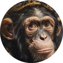 Lade das Bild in den Galerie-Viewer, Aluminiumbild Adeliger Schimpanse mit Krone Kreis
