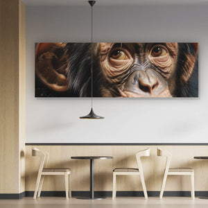 Spannrahmenbild Adeliger Schimpanse mit Krone Panorama