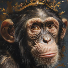 Lade das Bild in den Galerie-Viewer, Aluminiumbild gebürstet Adeliger Schimpanse mit Krone Quadrat

